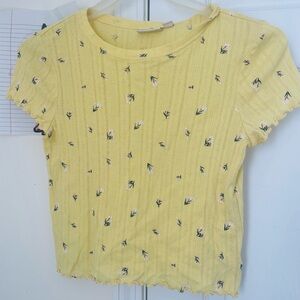 Yellow Floral Knit Top